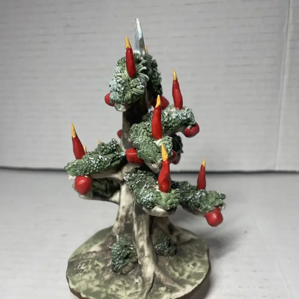 Vtg Capodimonte Italian Porcelain Christmas Tree w/Candles Decor 5.5